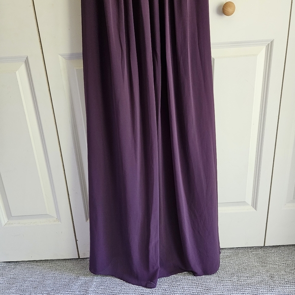 David's Bridal Long Strapless Plum Chiffon Dress Style F15555 Size 8 - Picture 12 of 14